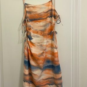 Pink and blue mini dress with tie sides